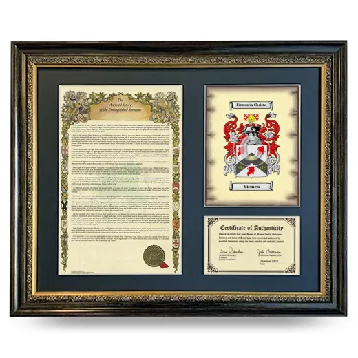 Virmen Framed Surname History and Coat of Arms- Heirloom