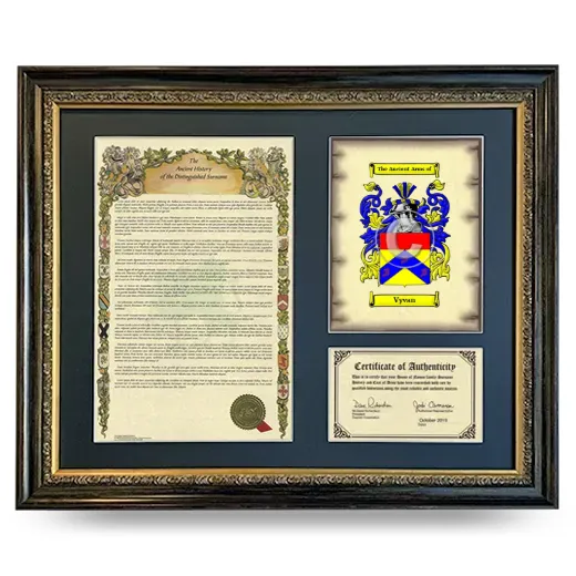 Vyvan Framed Surname History and Coat of Arms- Heirloom