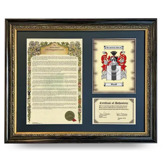 Waall Framed Surname History and Coat of Arms- Heirloom