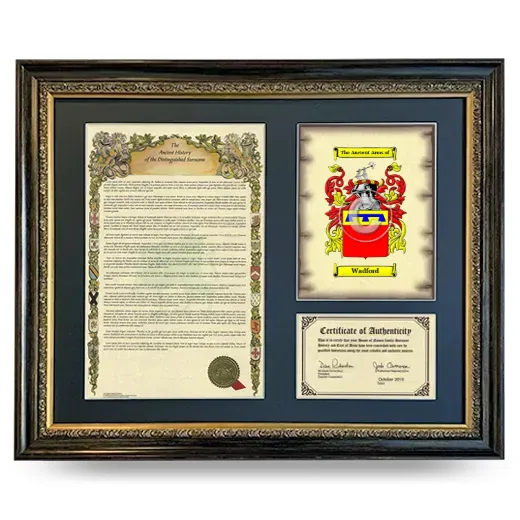 Wadford Framed Surname History and Coat of Arms- Heirloom