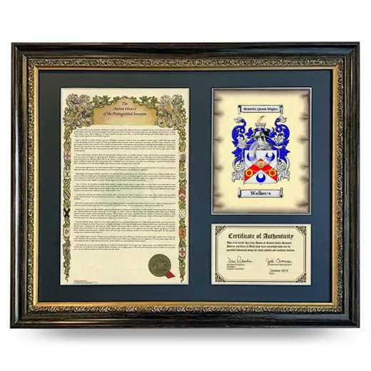 Walker-s Framed Surname History and Coat of Arms- Heirloom