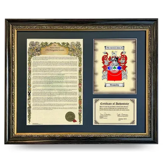 Wamsley Framed Surname History and Coat of Arms- Heirloom