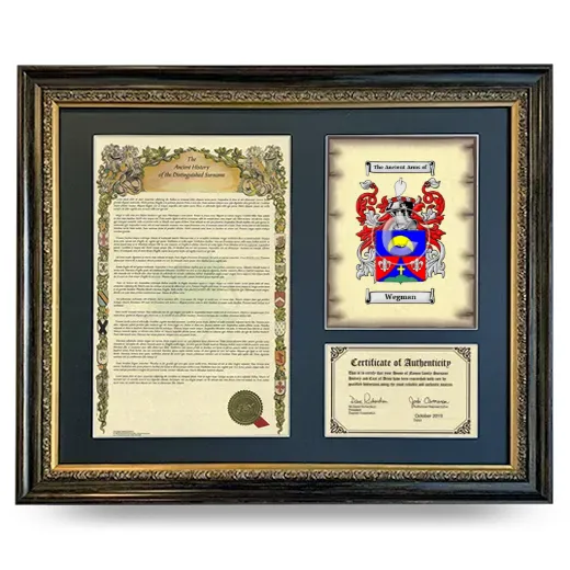 Wegman Framed Surname History and Coat of Arms- Heirloom