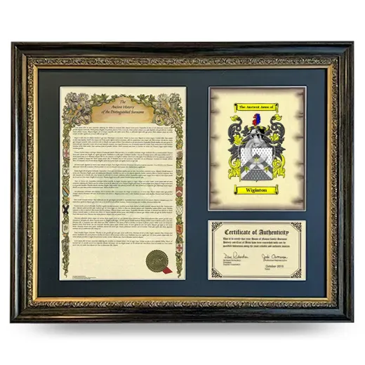 Wiginton Framed Surname History and Coat of Arms- Heirloom