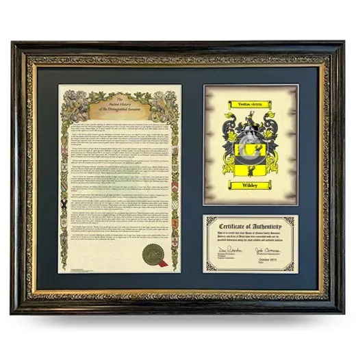 Wildey Framed Surname History and Coat of Arms- Heirloom