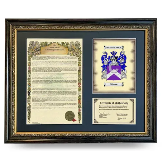 Winroe Framed Surname History and Coat of Arms- Heirloom