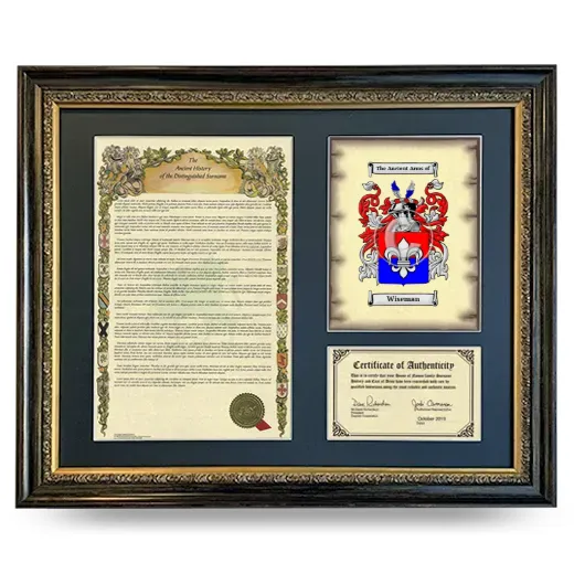 Wiseman Framed Surname History and Coat of Arms- Heirloom
