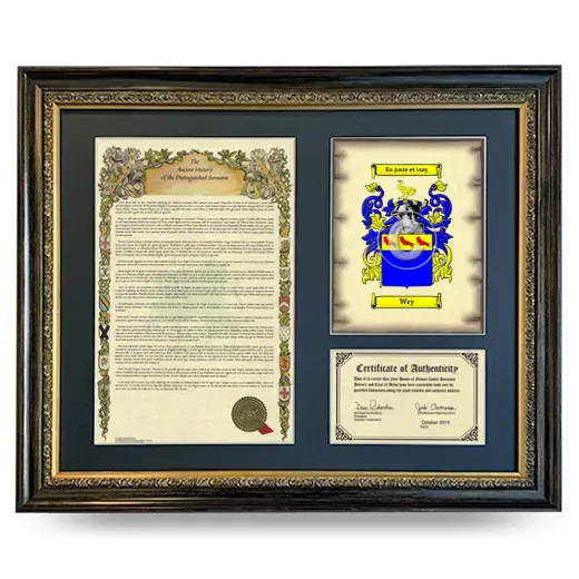 Wry Framed Surname History and Coat of Arms- Heirloom