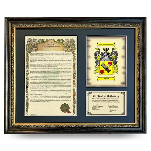 Yagle Framed Surname History and Coat of Arms- Heirloom