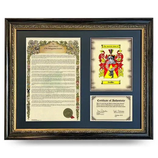 Zeidler Framed Surname History and Coat of Arms- Heirloom