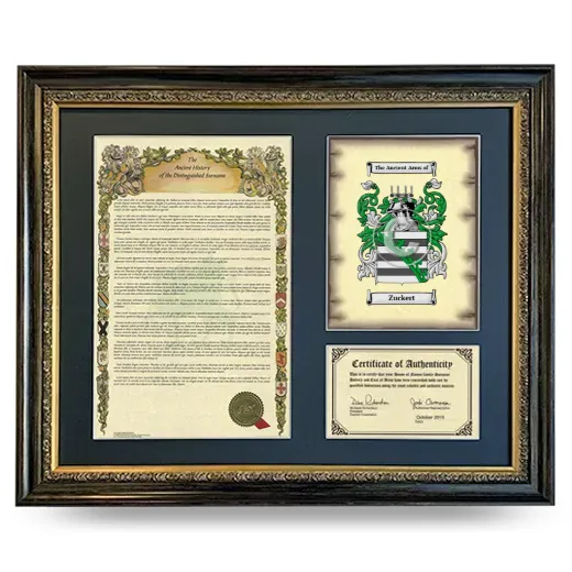 Zuckert Framed Surname History and Coat of Arms- Heirloom