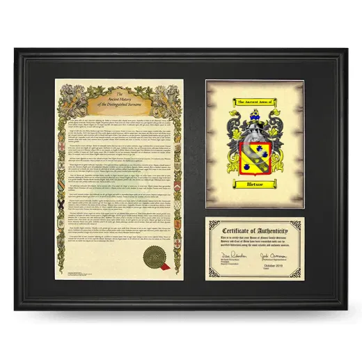 Bletsoe Framed Surname History and Coat of Arms - Black