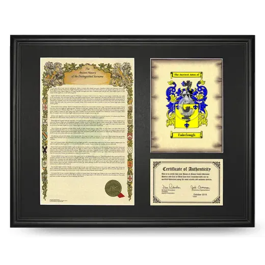 Fairclough Framed Surname History and Coat of Arms - Black