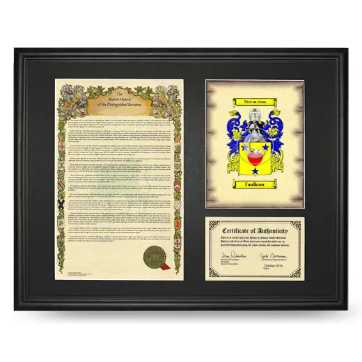 Faulkner Framed Surname History and Coat of Arms - Black