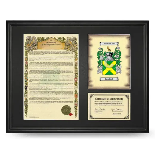 Frankish Framed Surname History and Coat of Arms - Black