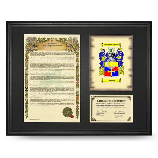 I anson Framed Surname History and Coat of Arms - Black