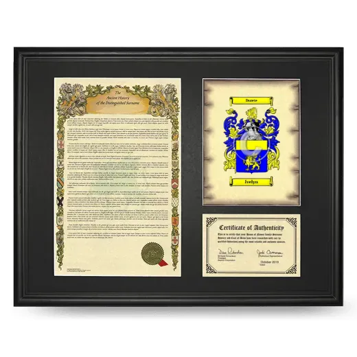 Ivelyn Framed Surname History and Coat of Arms - Black