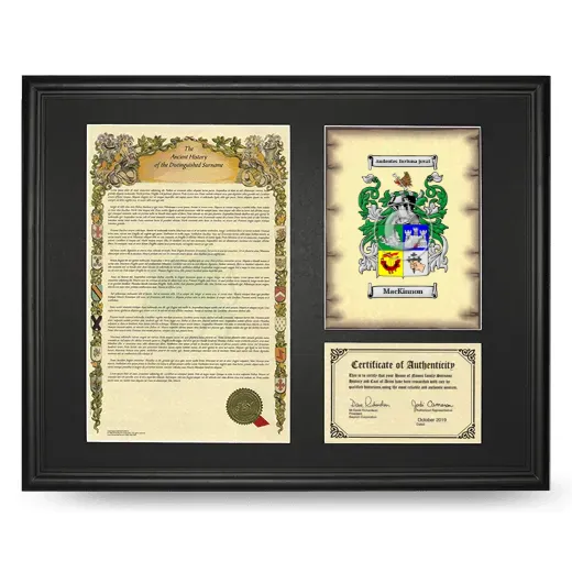 MacKinnon Framed Surname History and Coat of Arms - Black