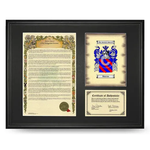 Marcos Framed Surname History and Coat of Arms - Black