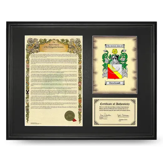Osterhoudt Framed Surname History and Coat of Arms - Black
