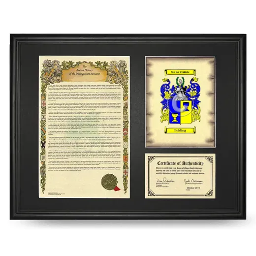 Polding Framed Surname History and Coat of Arms - Black