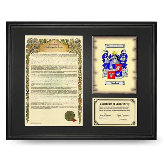 Tkachuk Framed Surname History and Coat of Arms - Black