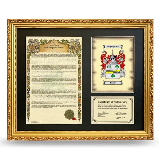 Crady Framed Surname History and Coat of Arms- Gold