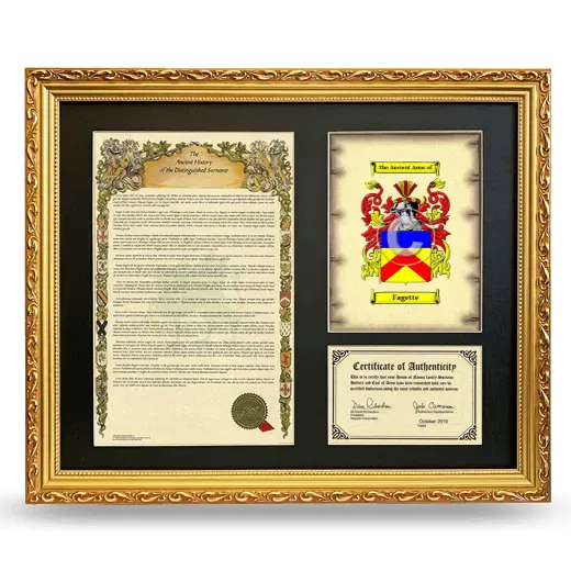 Fagette Framed Surname History and Coat of Arms- Gold