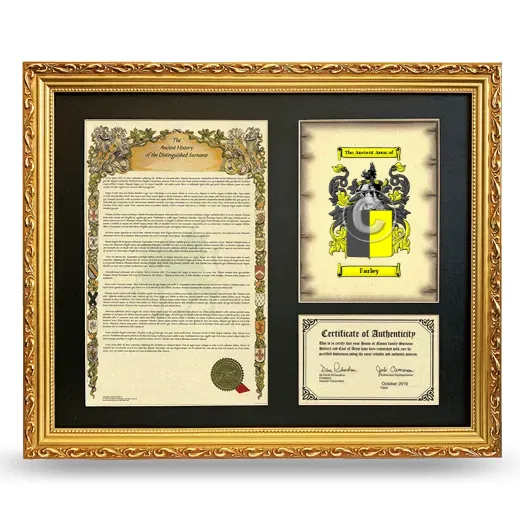 Farley Framed Surname History and Coat of Arms- Gold