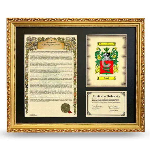 Fritch Framed Surname History and Coat of Arms- Gold