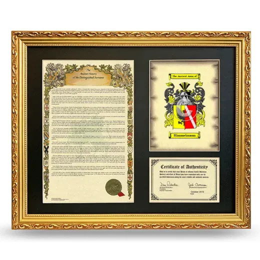 Himmelmann Framed Surname History and Coat of Arms- Gold