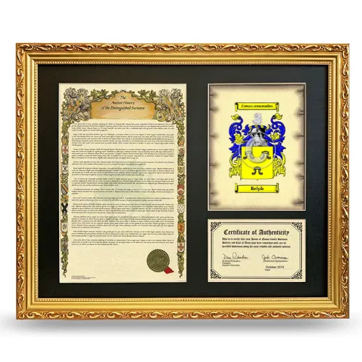 Relph Framed Surname History and Coat of Arms- Gold