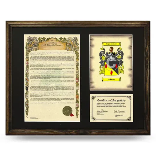 Adares Framed Surname History and Coat of Arms - Brown