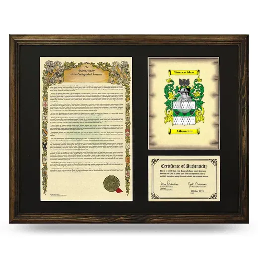 Ailansolm Framed Surname History and Coat of Arms - Brown