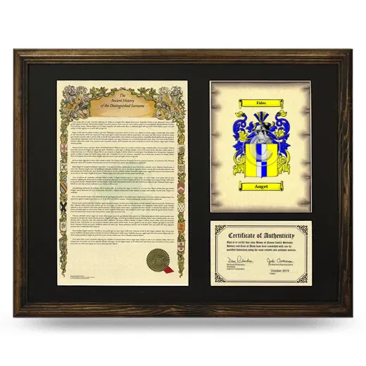 Anget Framed Surname History and Coat of Arms - Brown