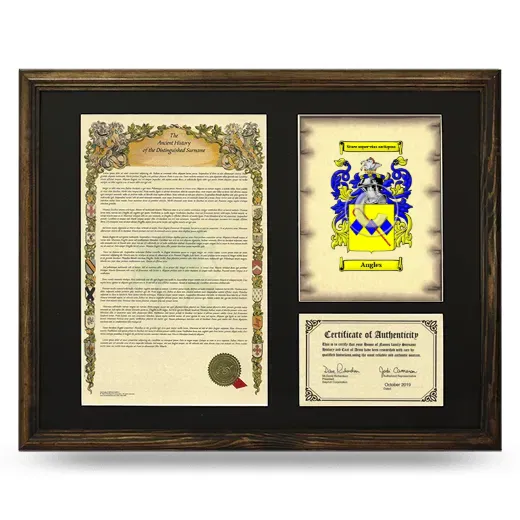 Angles Framed Surname History and Coat of Arms - Brown