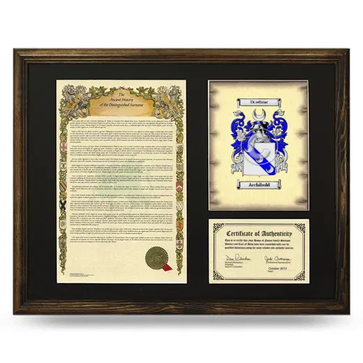 Archibold Framed Surname History and Coat of Arms - Brown