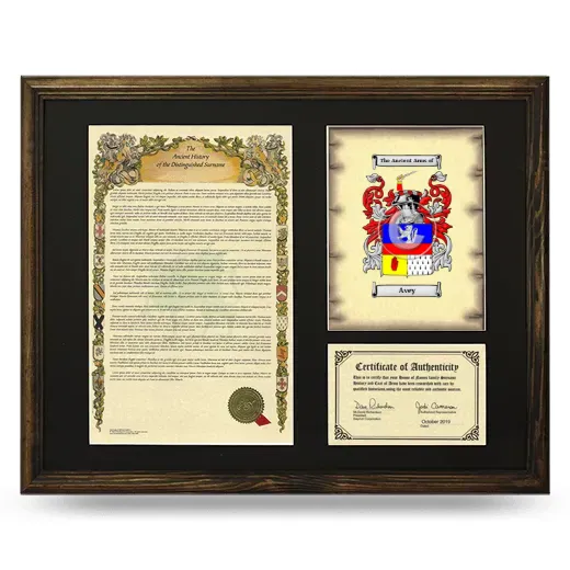 Avey Framed Surname History and Coat of Arms - Brown