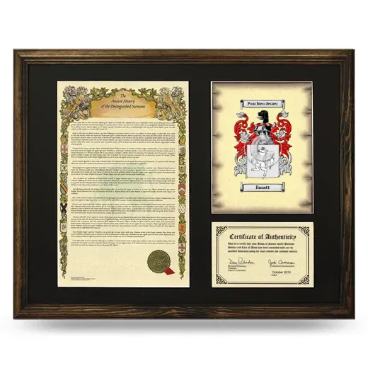 Baratt Framed Surname History and Coat of Arms - Brown