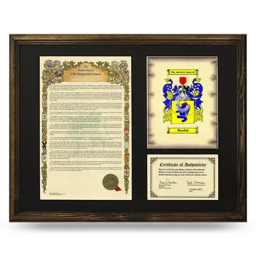 Bendul Framed Surname History and Coat of Arms - Brown