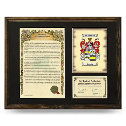 Boundy Framed Surname History and Coat of Arms - Brown
