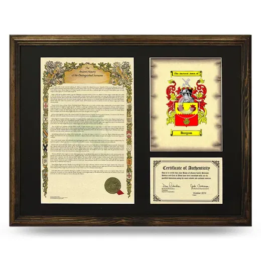 Burgon Framed Surname History and Coat of Arms - Brown