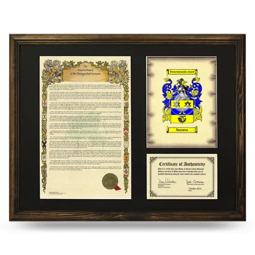 Burness Framed Surname History and Coat of Arms - Brown