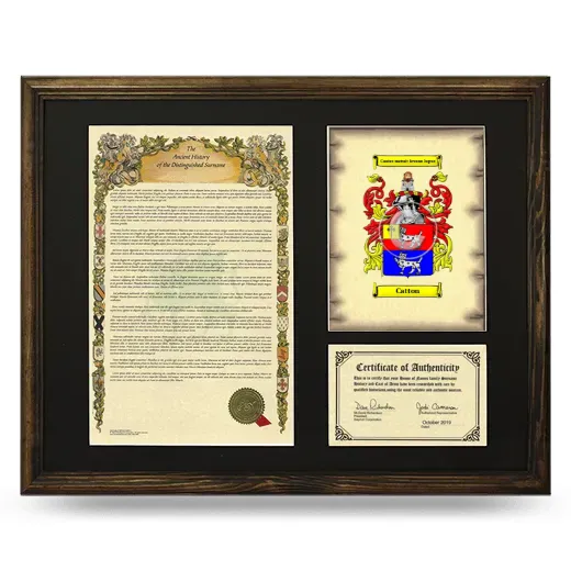 Catton Framed Surname History and Coat of Arms - Brown