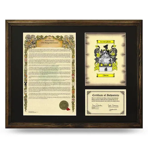 Cleeve Framed Surname History and Coat of Arms - Brown