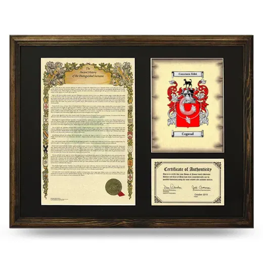 Cogend Framed Surname History and Coat of Arms - Brown