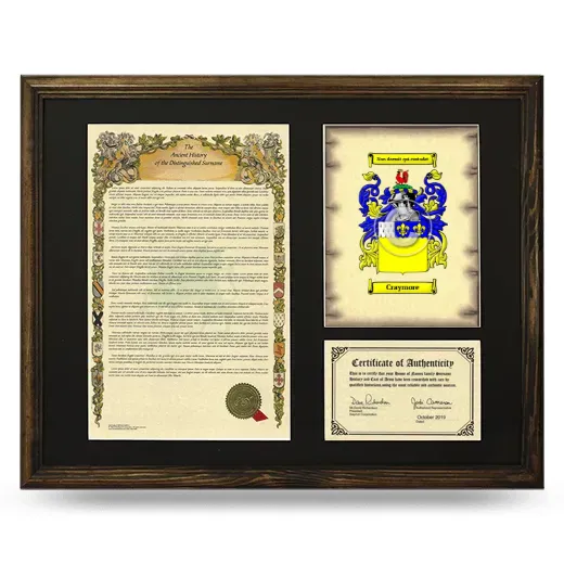 Craymore Framed Surname History and Coat of Arms - Brown