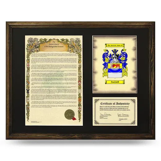 Dashiell Framed Surname History and Coat of Arms - Brown
