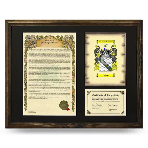 Doline Framed Surname History and Coat of Arms - Brown