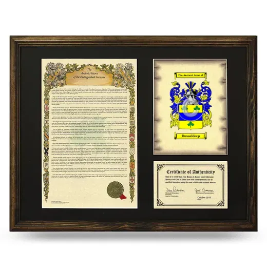 Dusseldorp Framed Surname History and Coat of Arms - Brown